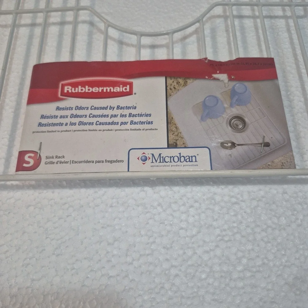 Rubbermaid Small Sink Rack White Kitchen Dish Drainer Grid Protector 6103